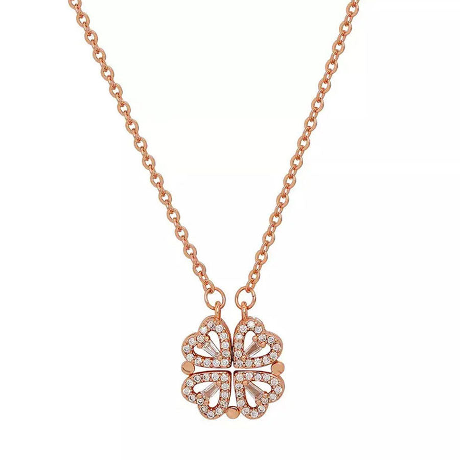 Clover Heart Necklace - Rose Gold