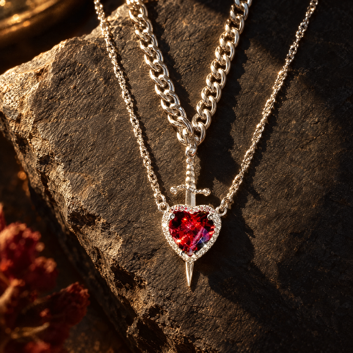 Heart & Sword Necklace