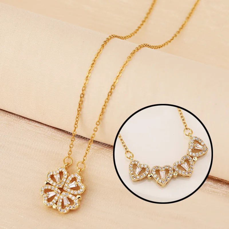 Clover Heart Necklace - Gold