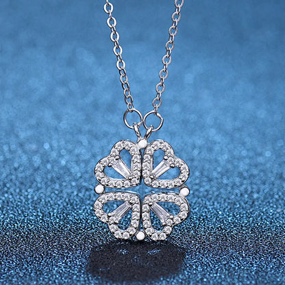 Clover Heart Necklace - Silver