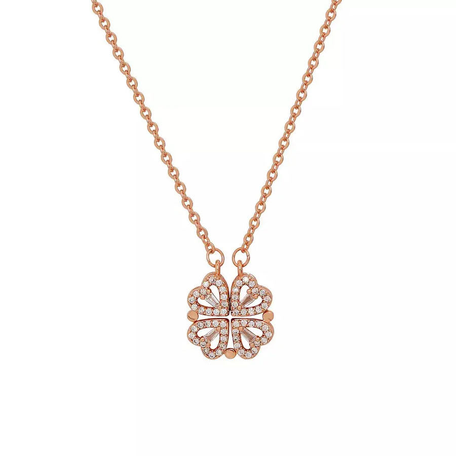 The Clover Heart Necklace - Rose Gold