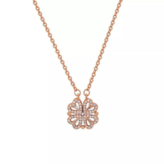 Clover Heart Necklace - Rose Gold