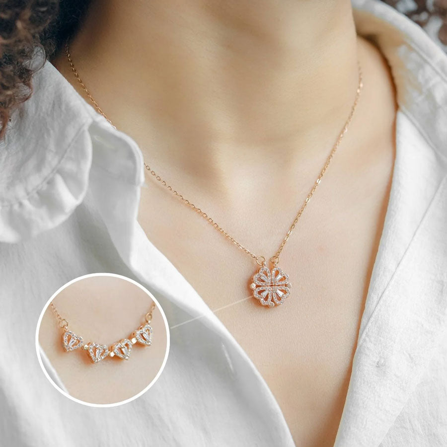 Clover Heart Necklace - Rose Gold