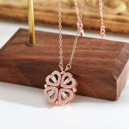 The Clover Heart Necklace - Rose Gold