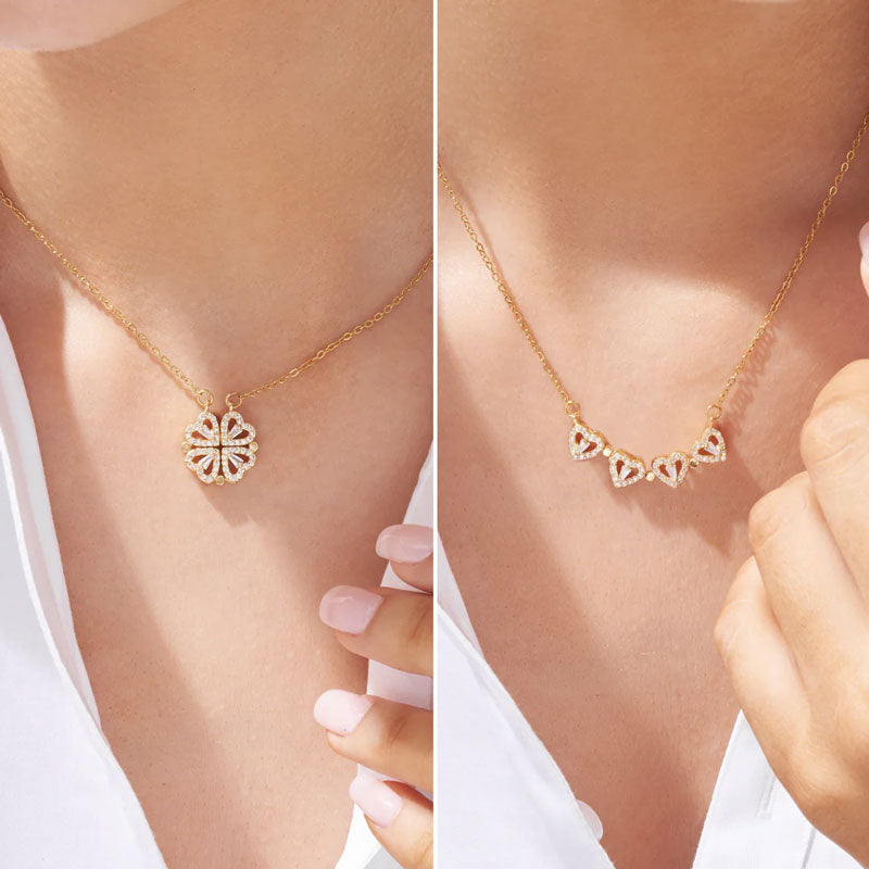 Clover Heart Necklace - Rose Gold