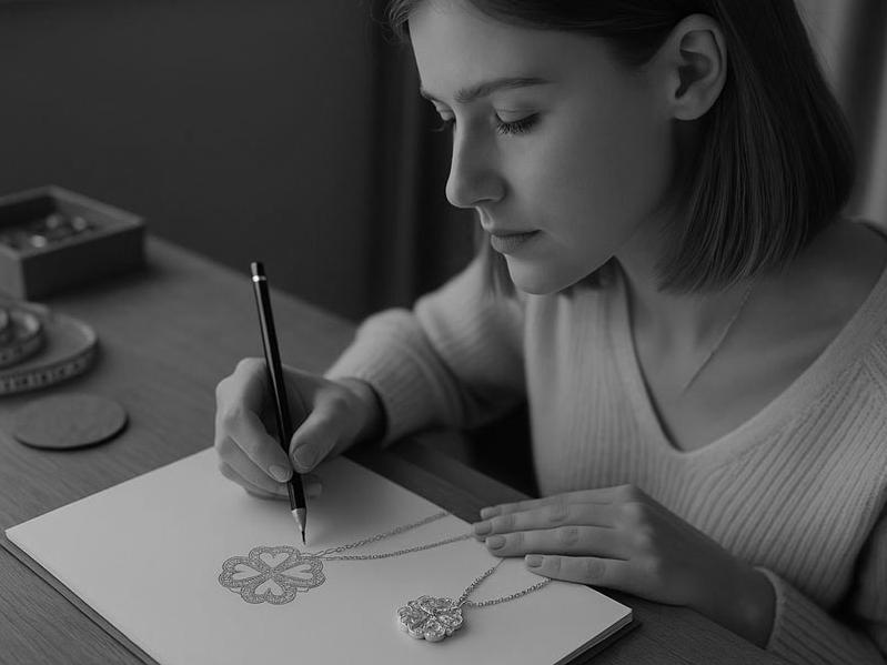 Elodie Laurent sketching the clover pendant