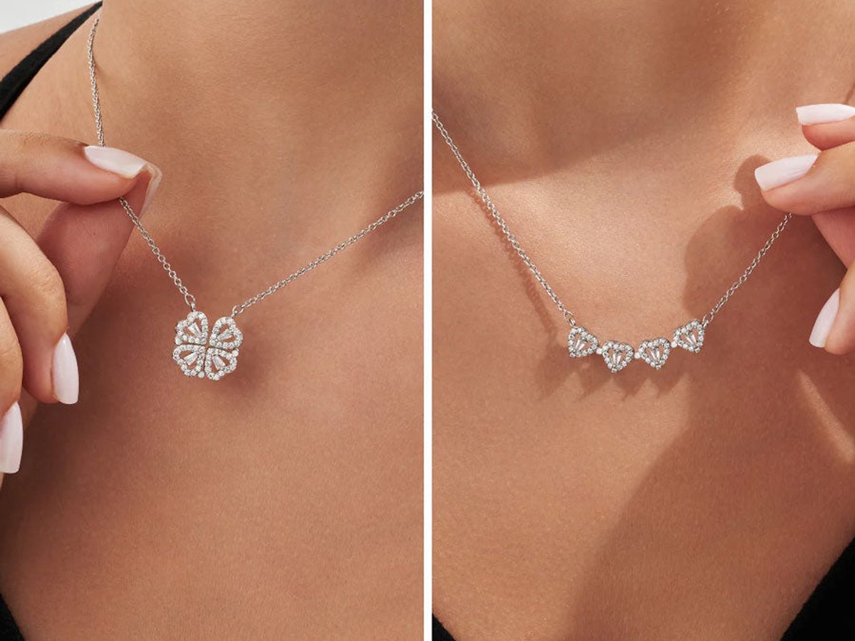The pendant worn as a clover, and opened into four hearts